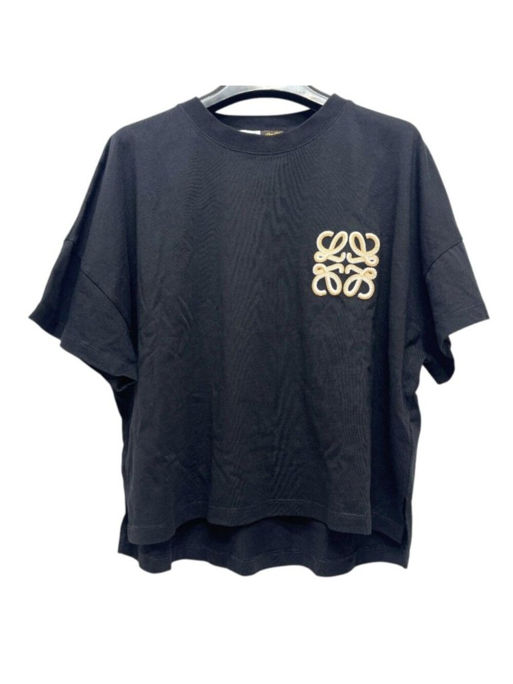 Loewe Short Sleeve T-Shirt Logo Embroidery Relaxed Fit Cotton Black